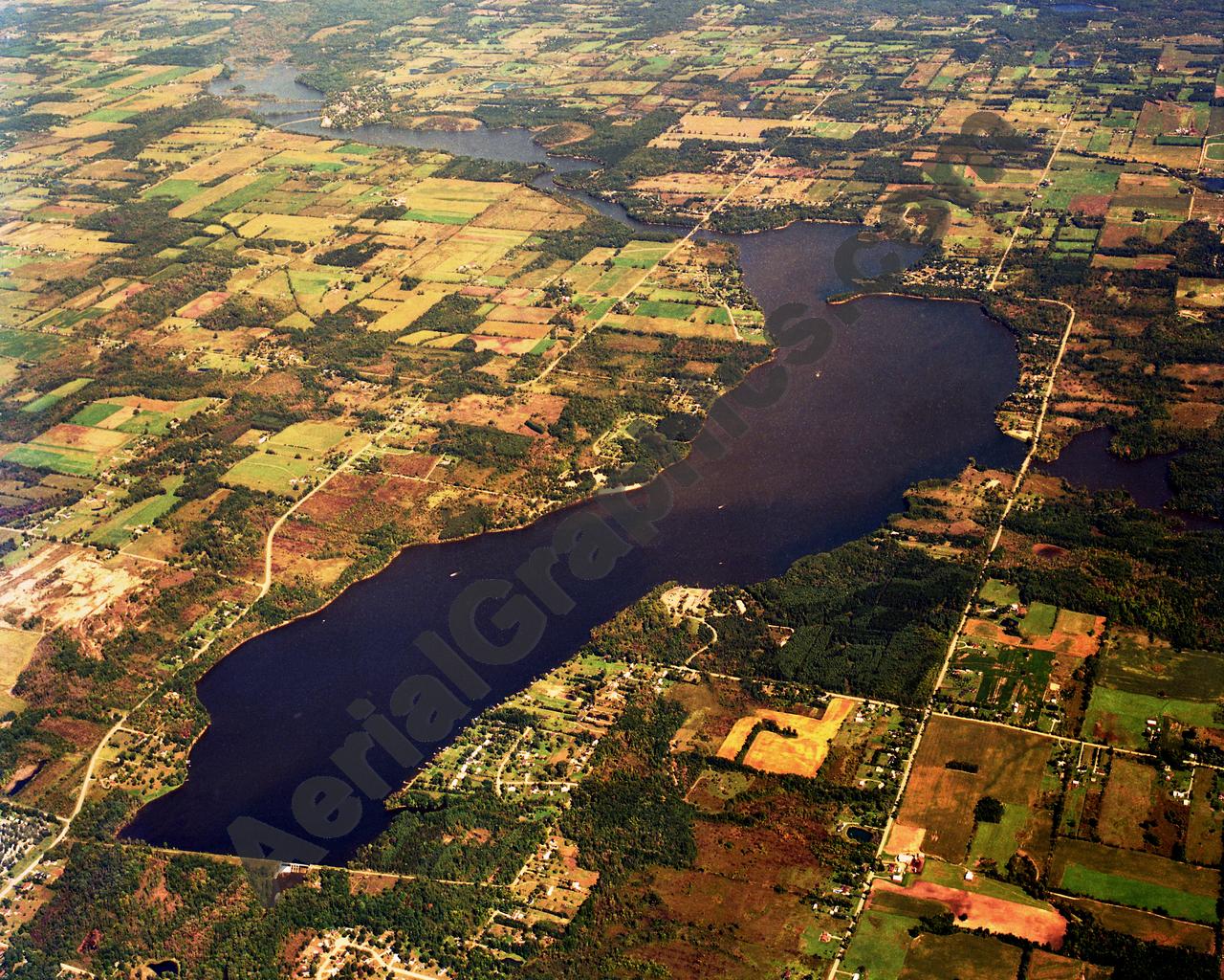 Aerial image of [5805] Holloway Reservoir in Lapeer, MI with Canvas Wrap frame