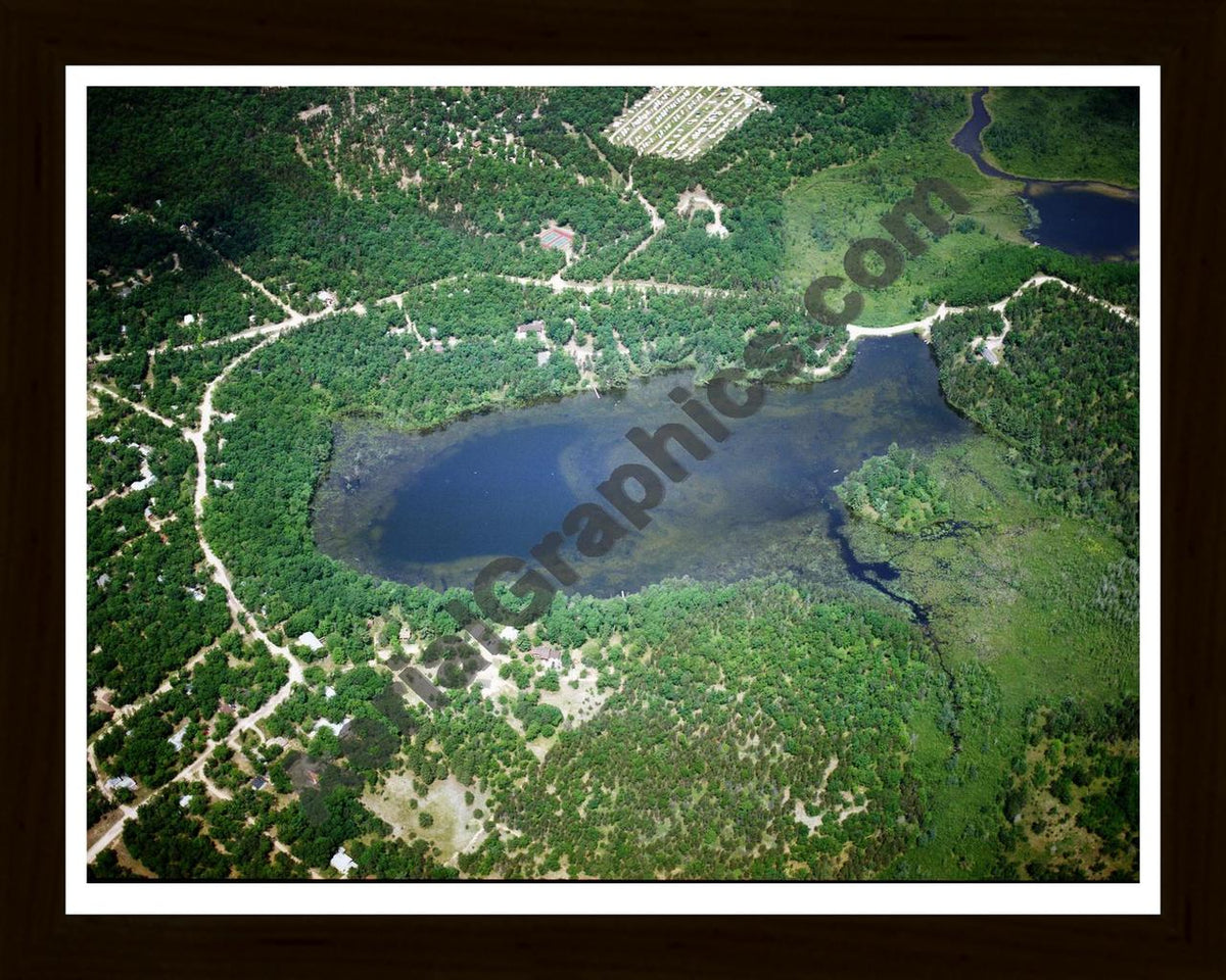Aerial image of [5807] Wildfowl Lake in Montmorency, MI with Black Wood frame
