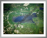 Aerial image of [5807] Wildfowl Lake in Montmorency, MI with Silver Metal frame