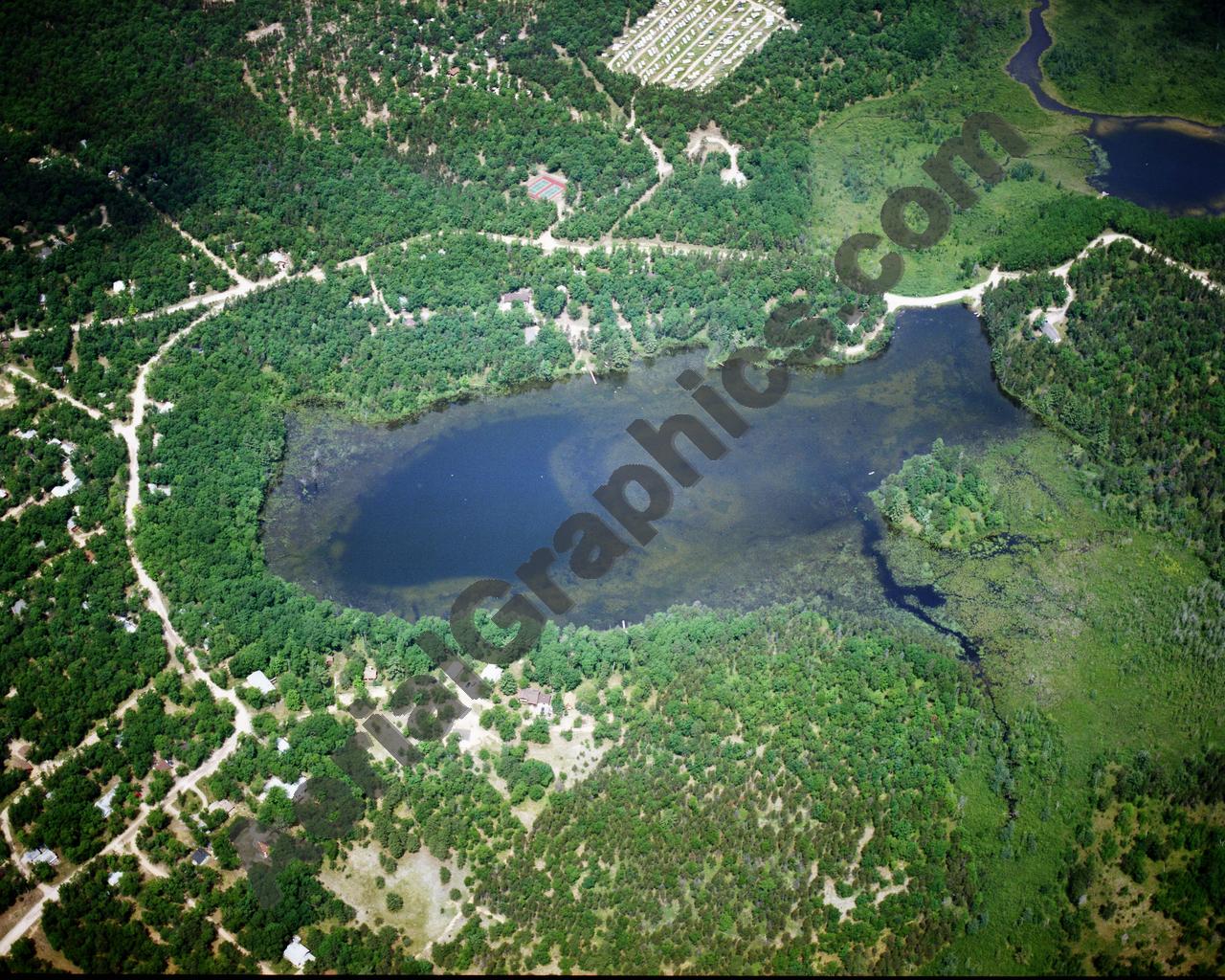 Aerial image of [5807] Wildfowl Lake in Montmorency, MI with Canvas Wrap frame