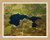 Aerial image of [5809] Horseshoe Lake in Montcalm, MI with Natural Wood frame