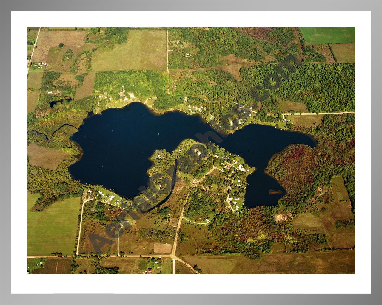 Aerial image of [5809] Horseshoe Lake in Montcalm, MI with Silver Metal frame