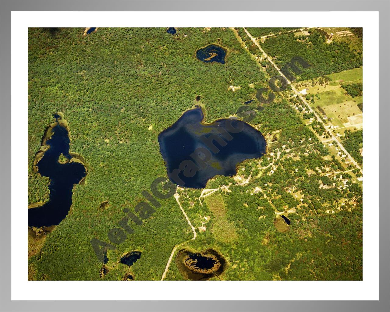 Aerial image of [5810] Horseshoe Lake in Ogemaw, MI with Silver Metal frame