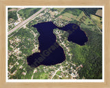 Aerial image of [5811] Horseshoe Lake in Washtenaw, MI with Natural Wood frame