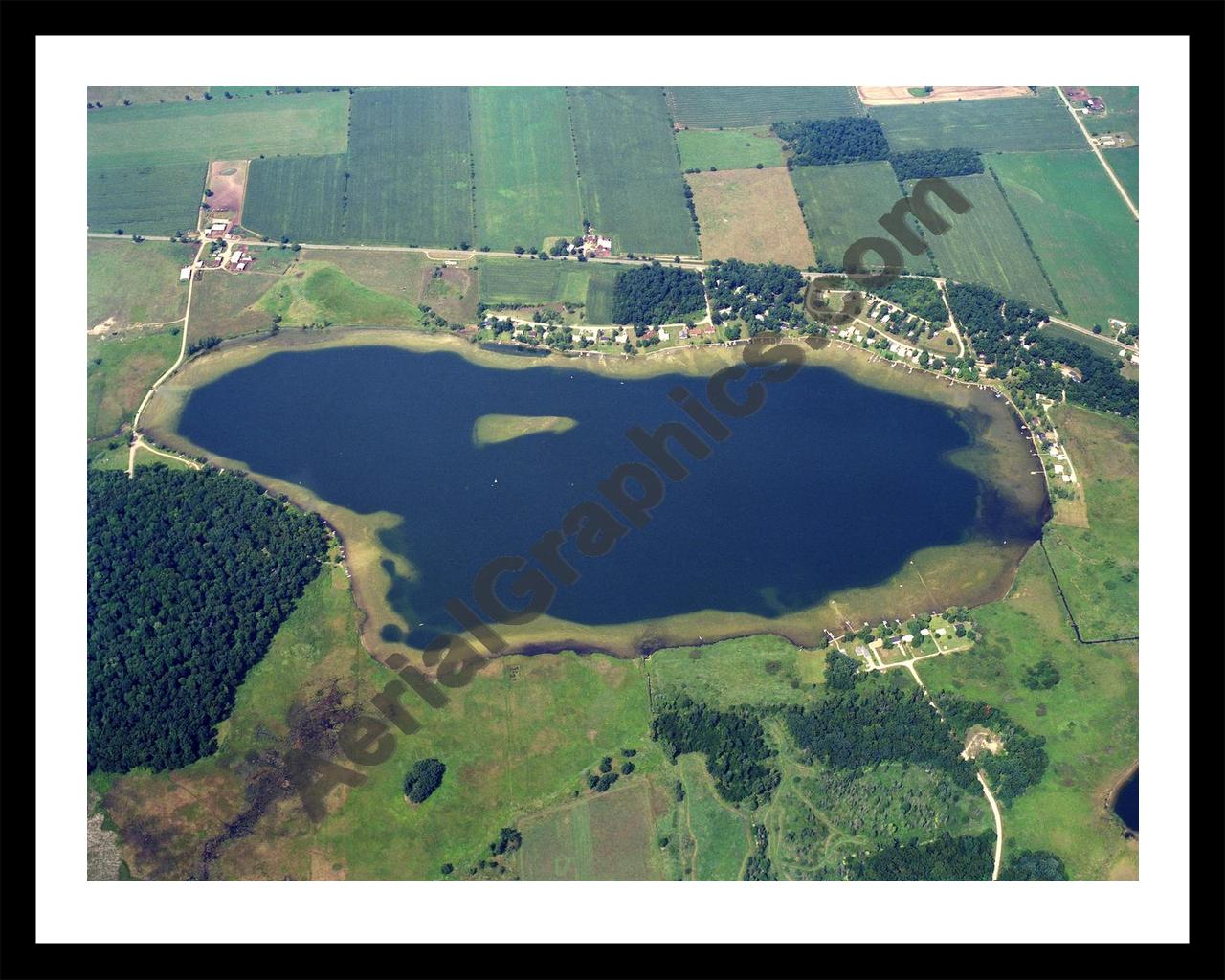 Aerial image of [5812] Huyck Lake in Branch, MI with Black Metal frame