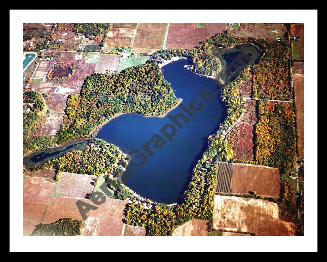 Aerial image of [5813] Huzzy Lake in Van Buren, MI with Black Metal frame