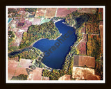 Aerial image of [5813] Huzzy Lake in Van Buren, MI with Black Wood frame