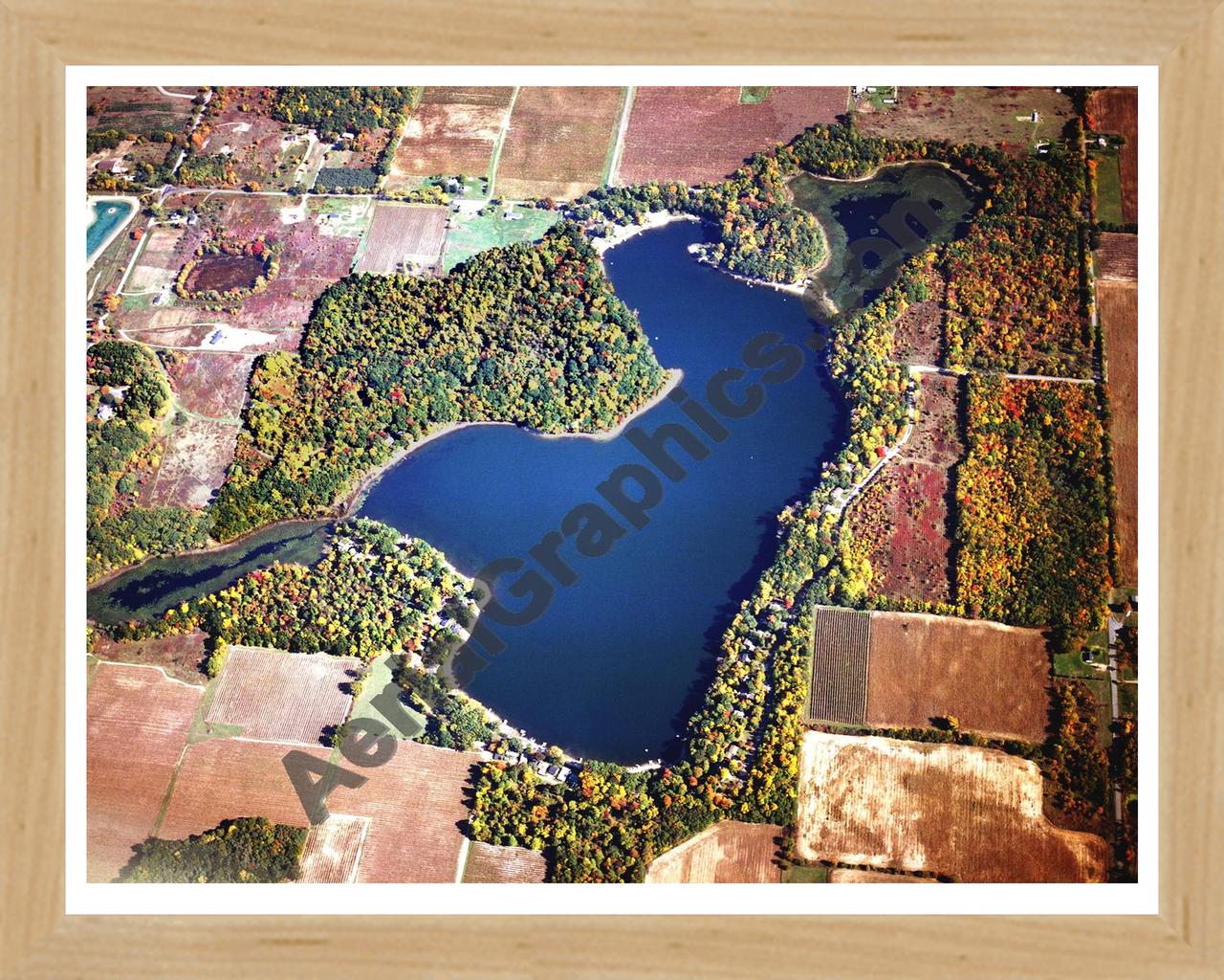 Aerial image of [5813] Huzzy Lake in Van Buren, MI with Natural Wood frame