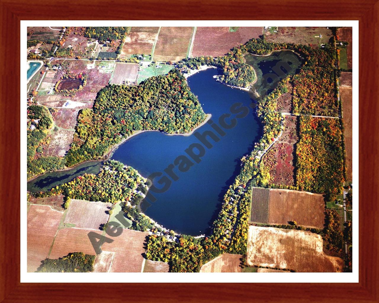 Aerial image of [5813] Huzzy Lake in Van Buren, MI with Cherry Wood frame