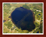 Aerial image of [5815] Independence Lake in Washtenaw, MI with Cherry Wood frame