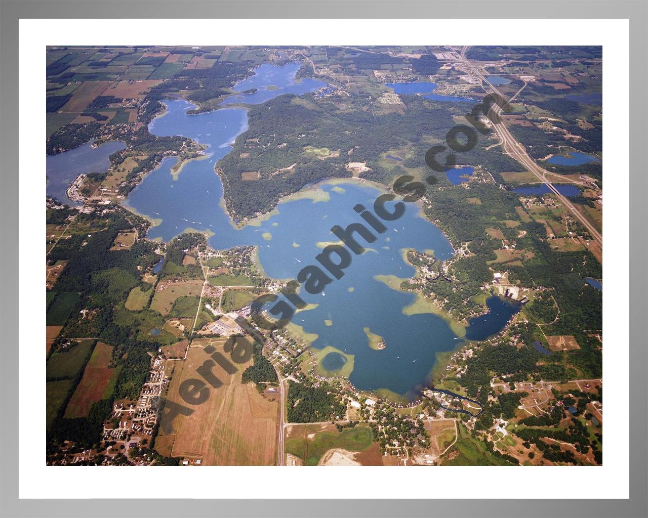 Aerial image of [5817] Lake James in Steuben, IN with Silver Metal frame