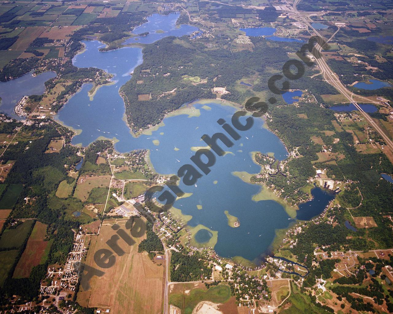 Aerial image of [5817] Lake James in Steuben, IN with Canvas Wrap frame