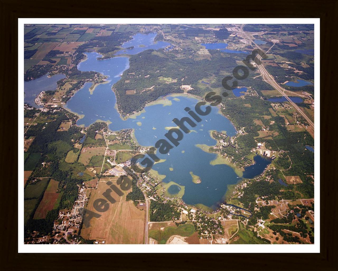 Aerial image of [5817] Lake James in Steuben, IN with Black Wood frame