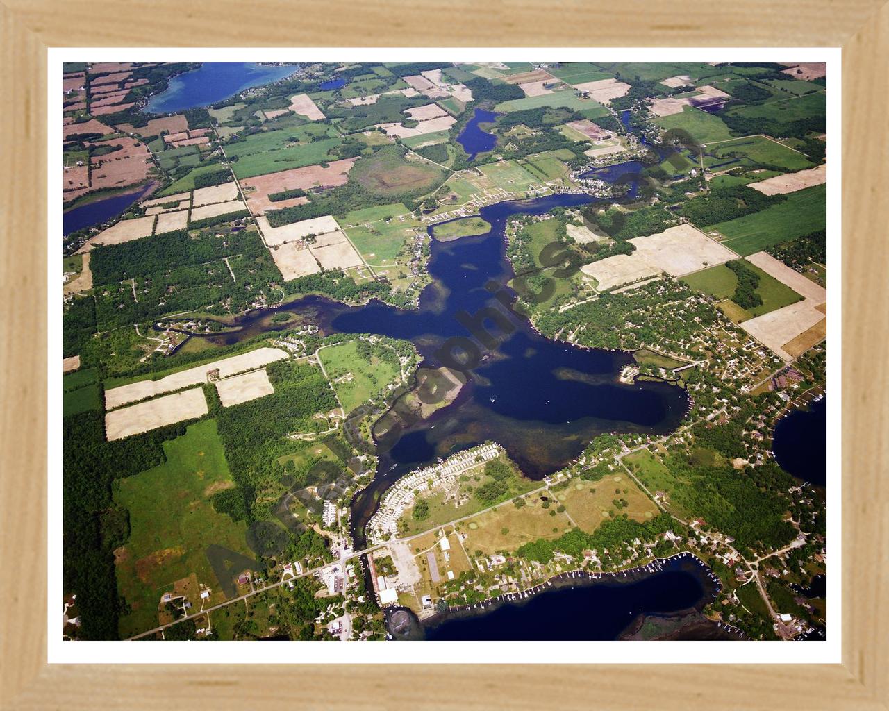 Aerial image of [5818] Jimmerson Lake in Steuben, IN with Natural Wood frame