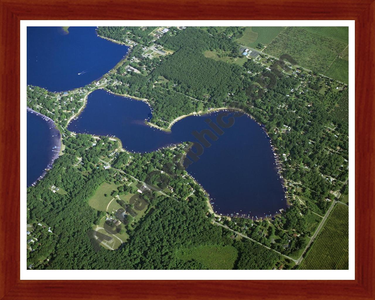 Aerial image of [5819] Big Crooked Lake in Van Buren, Mi with Cherry Wood frame