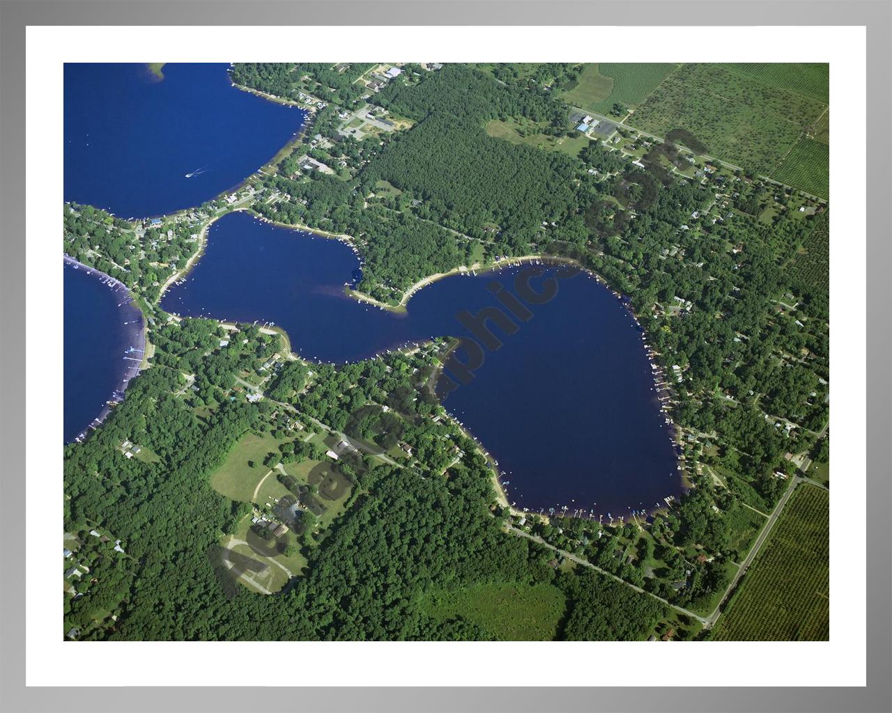 Aerial image of [5819] Big Crooked Lake in Van Buren, Mi with Silver Metal frame