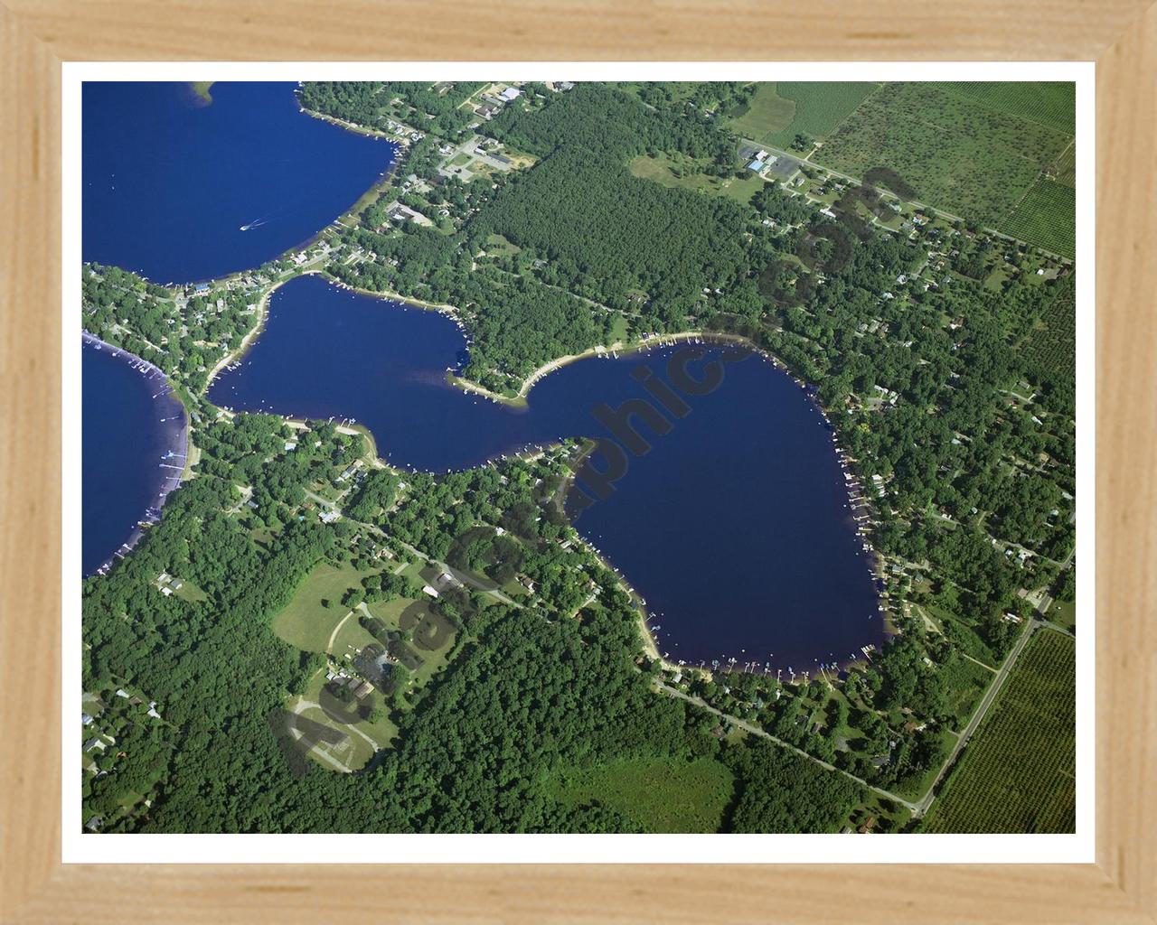 Aerial image of [5819] Big Crooked Lake in Van Buren, Mi with Natural Wood frame