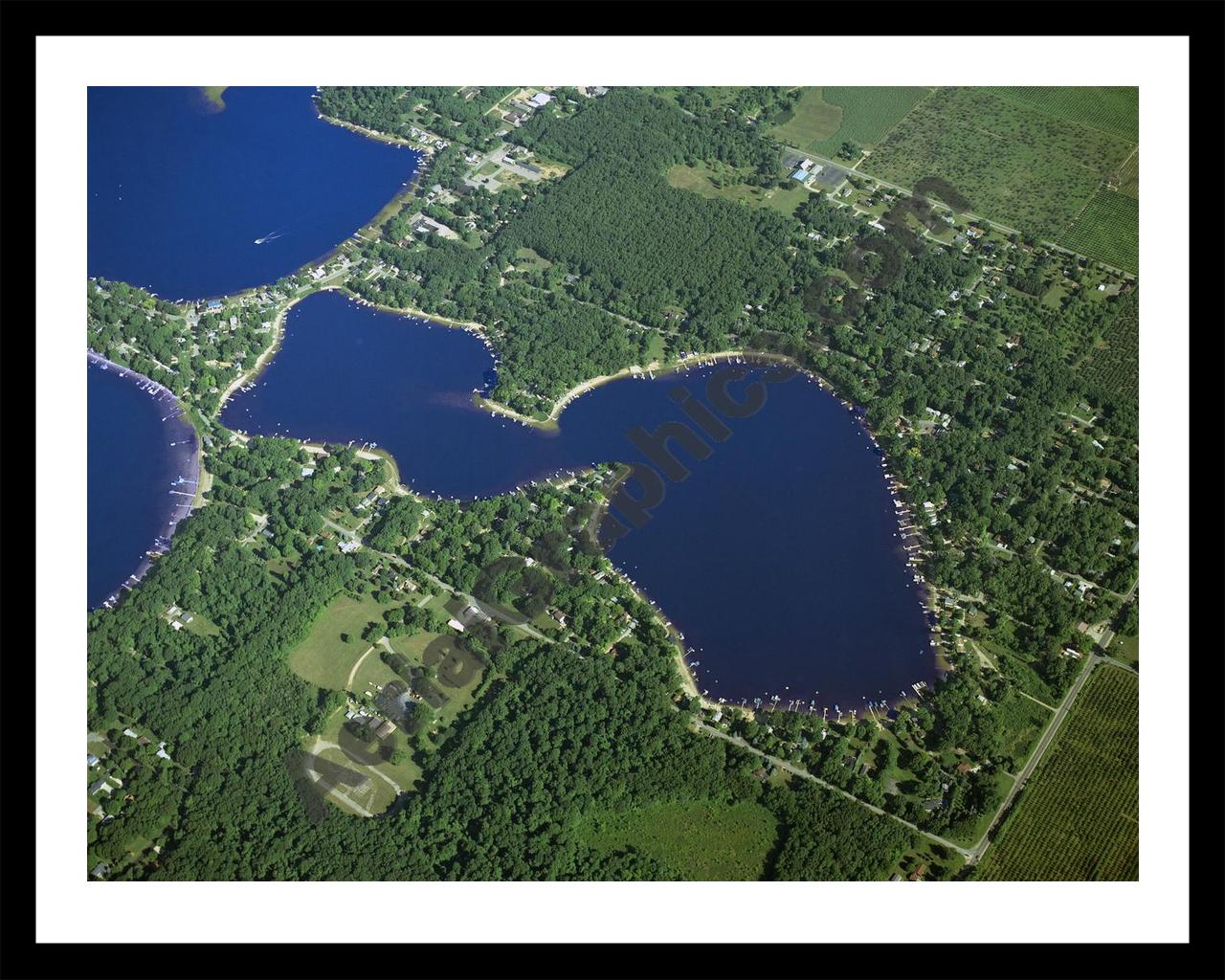 Aerial image of [5819] Big Crooked Lake in Van Buren, Mi with Black Metal frame