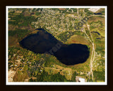 Aerial image of [5821] Judah Lake in Oakland, MI with Black Wood frame