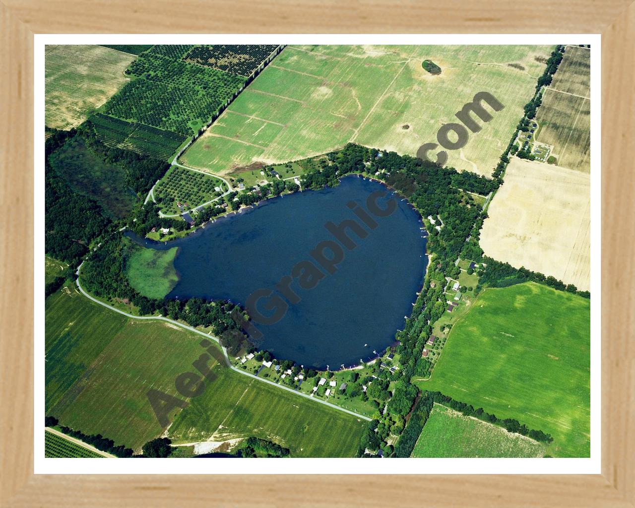 Aerial image of [5825] Keeler Lake in Van Buren, MI with Natural Wood frame