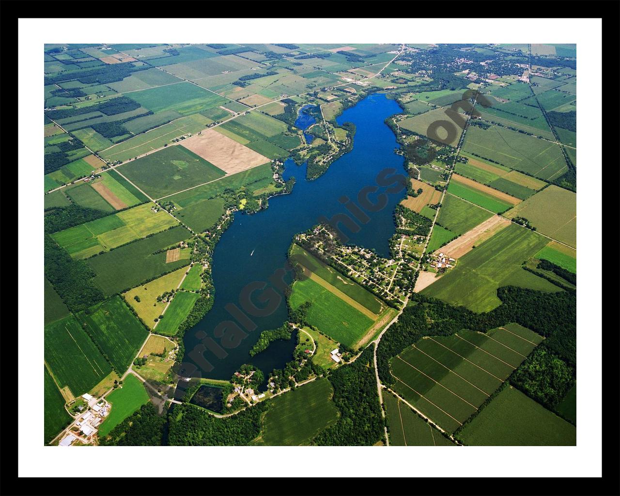 Aerial image of [5827] Union Lake in Branch, MI with Black Metal frame