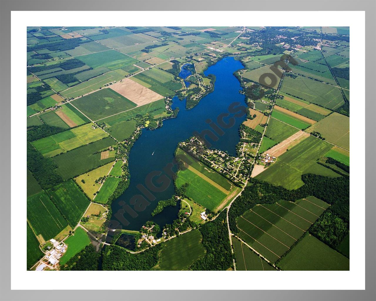 Aerial image of [5827] Union Lake in Branch, MI with Silver Metal frame