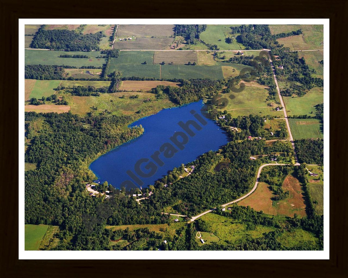 Aerial image of [5828] Lacey Lake in Eaton County, MI with Black Wood frame