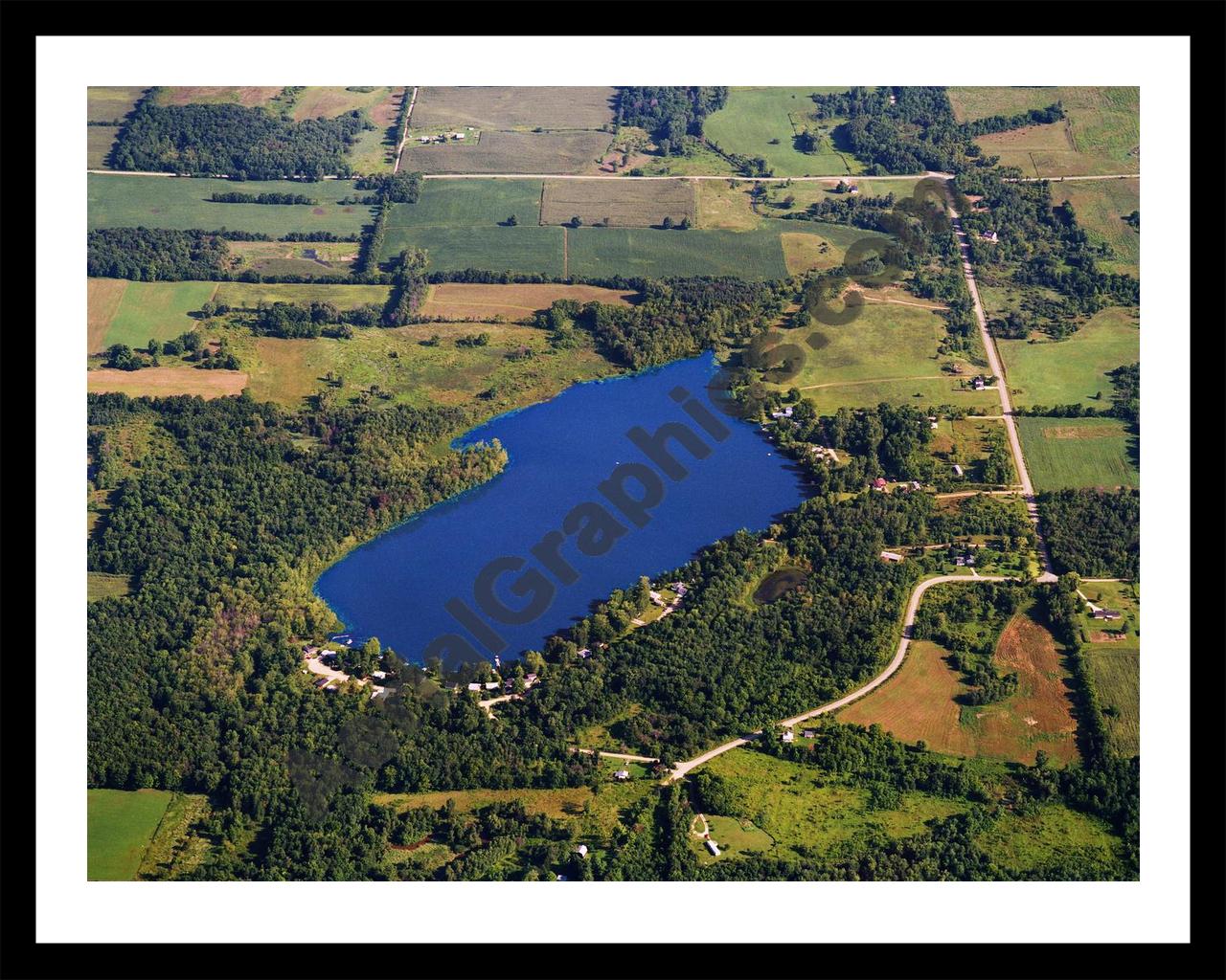 Aerial image of [5828] Lacey Lake in Eaton County, MI with Black Metal frame