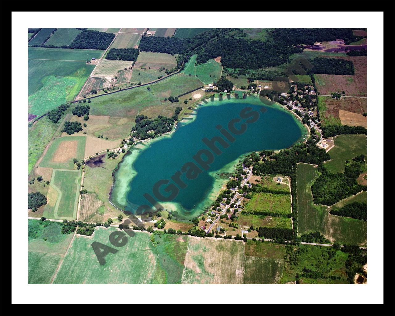 Aerial image of [5831] Lee Lake  in Calhoun, MI with Black Metal frame