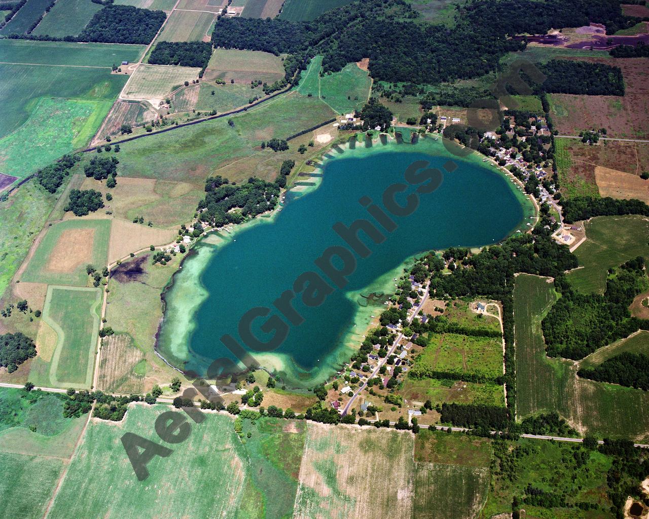 Aerial image of [5831] Lee Lake  in Calhoun, MI with Canvas Wrap frame