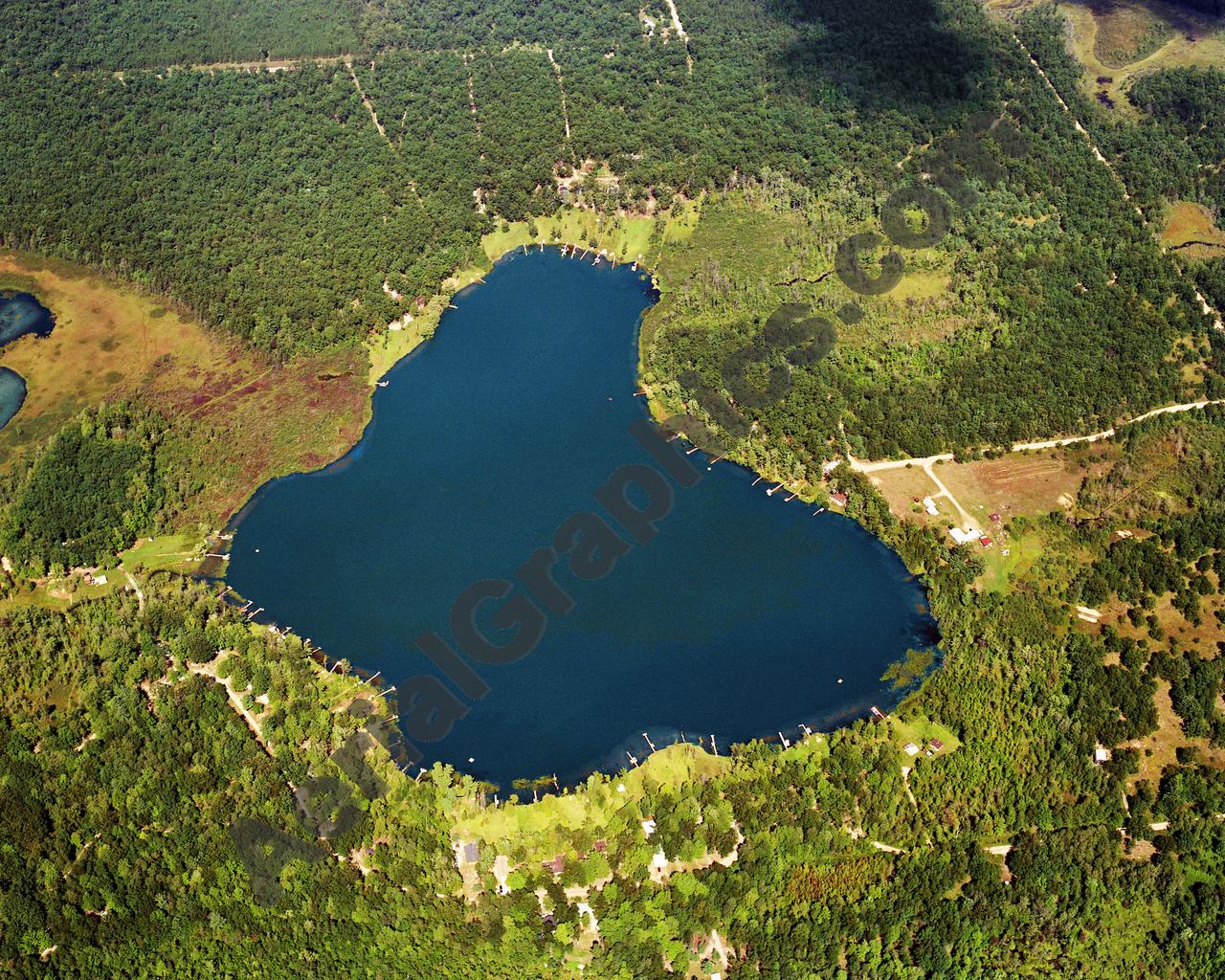 Aerial image of [5834] Lilley Lake in Newaygo, MI with Canvas Wrap frame