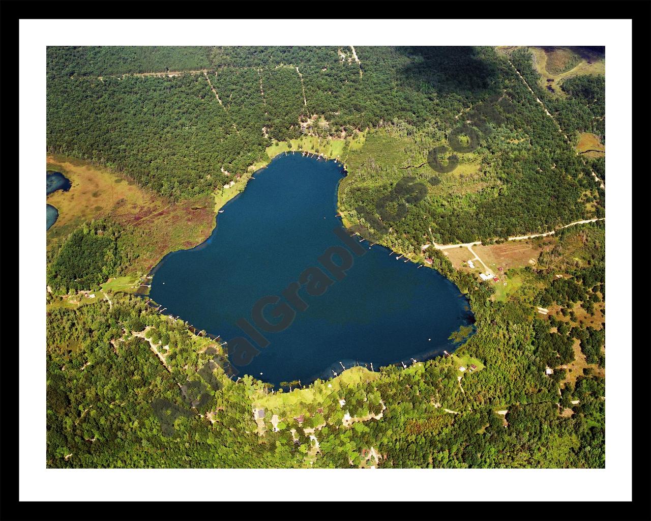 Aerial image of [5834] Lilley Lake in Newaygo, MI with Black Metal frame