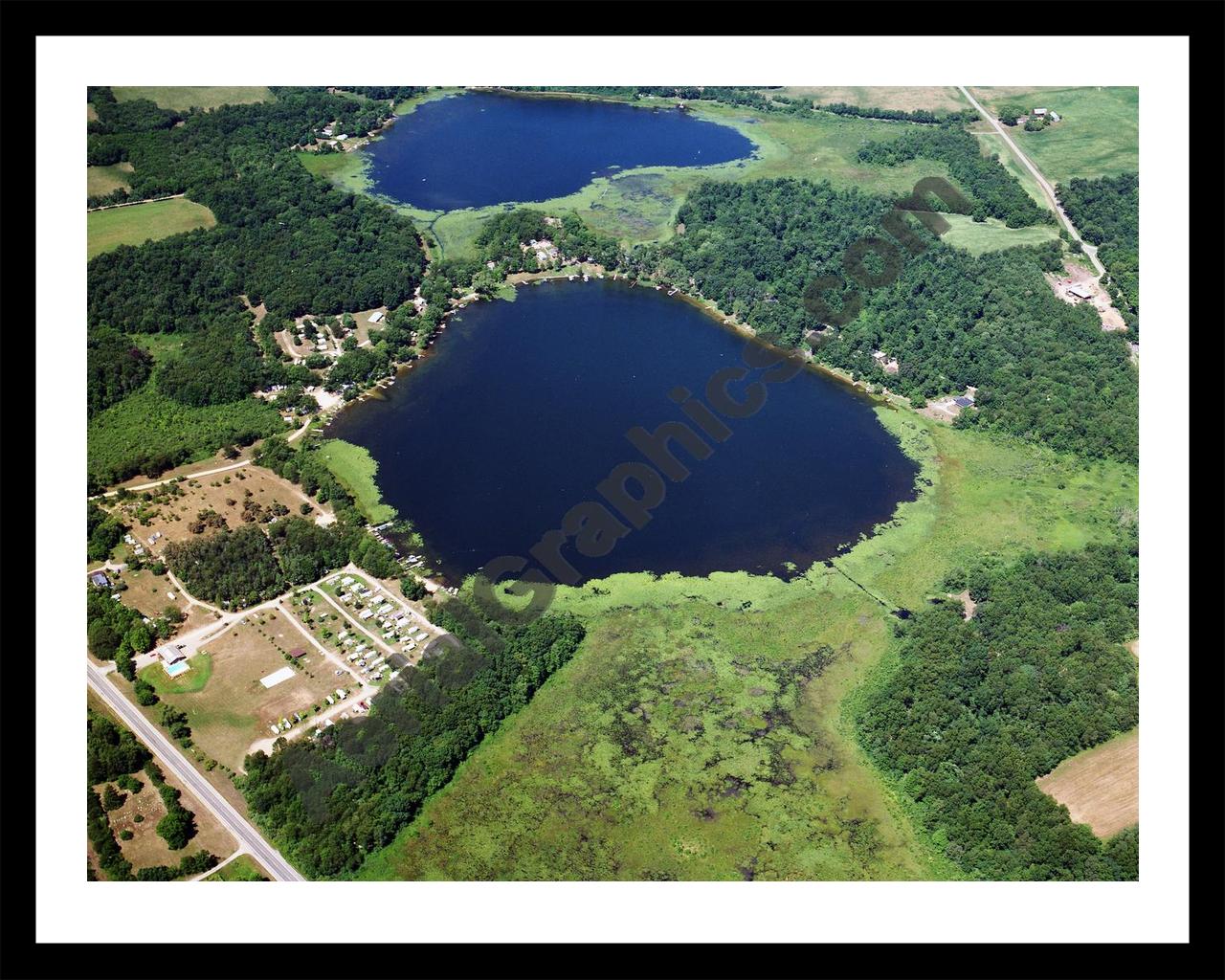 Aerial image of [5835] Lilly Lake in St Joseph, MI with Black Metal frame