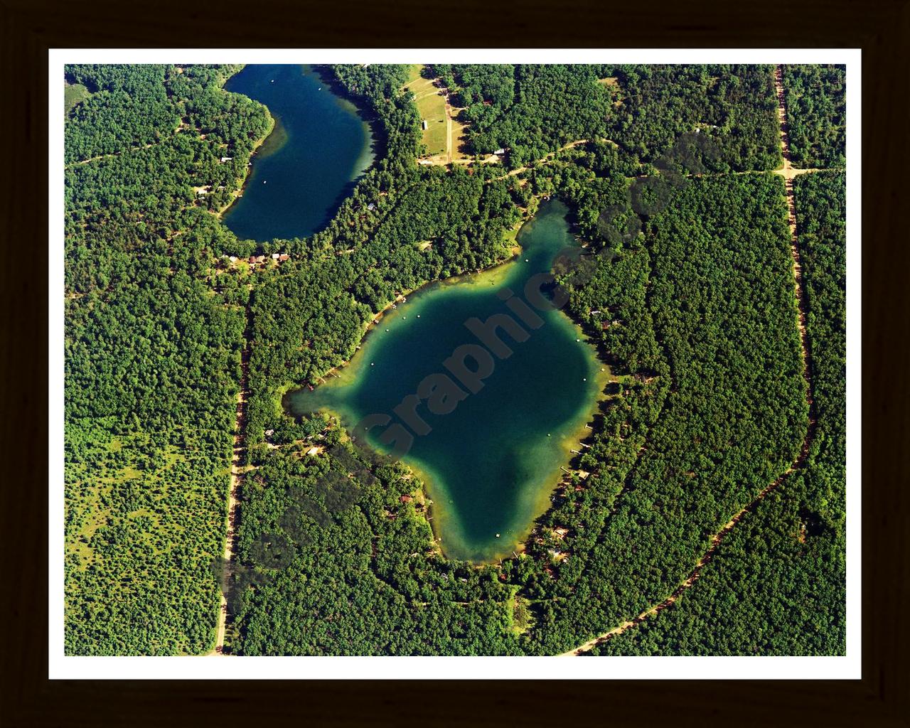 Aerial image of [5839] Little Star Lake in Lake, MI with Black Wood frame