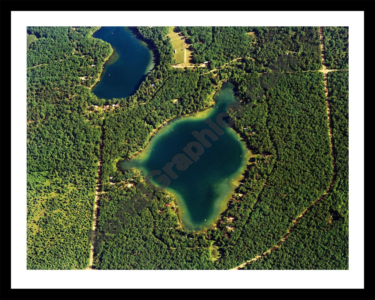 Aerial image of [5839] Little Star Lake in Lake, MI with Black Metal frame