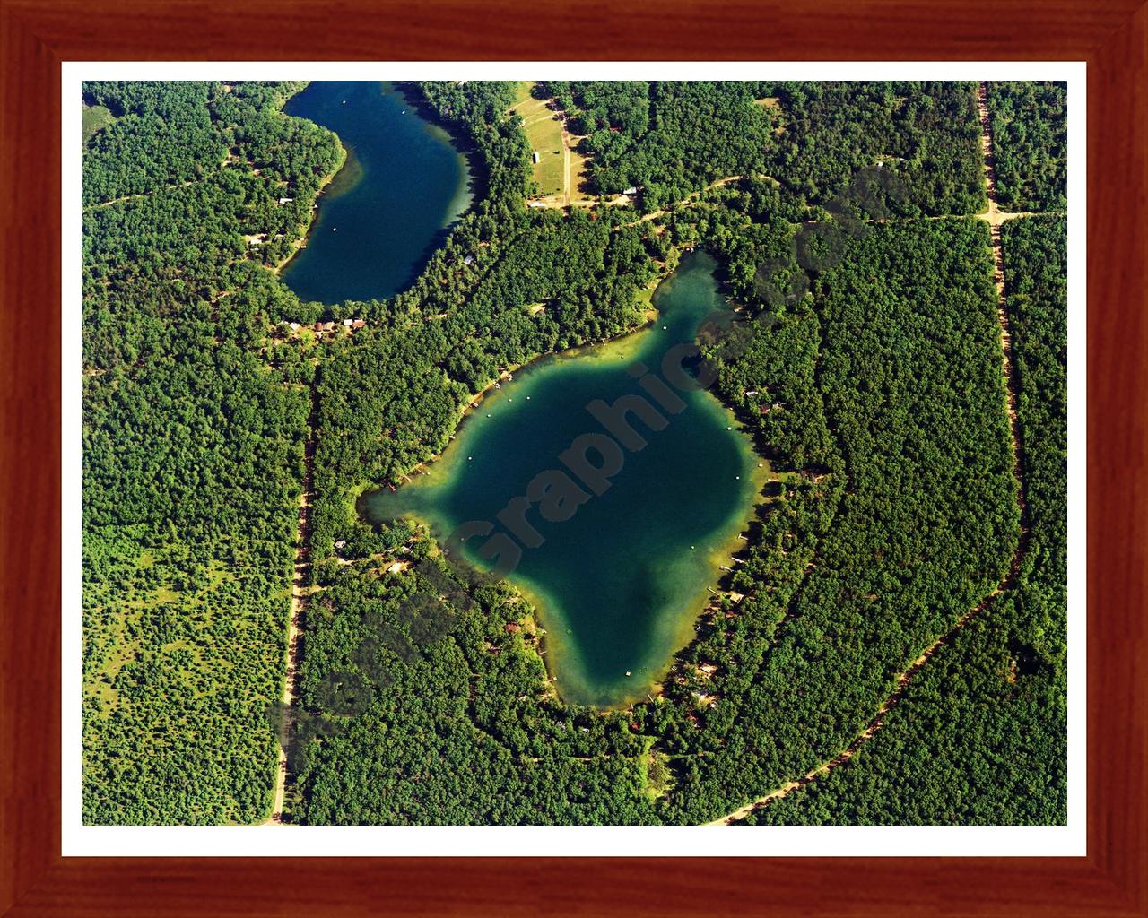 Aerial image of [5839] Little Star Lake in Lake, MI with Cherry Wood frame