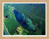 Aerial image of [5844] Long Lake in Benzie, MI with Natural Wood frame