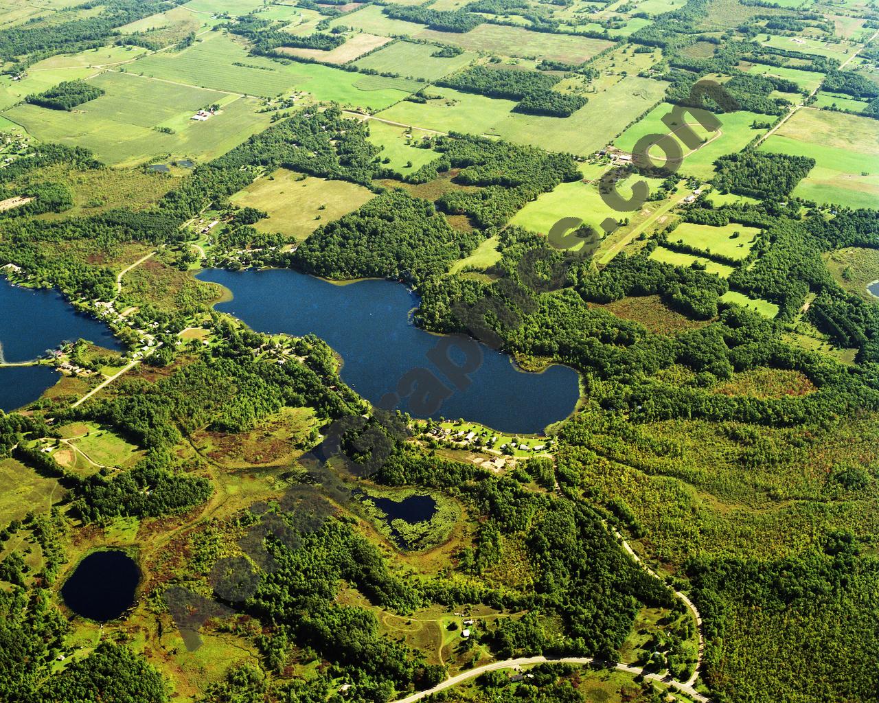 Aerial image of [5845] Long Lake in Barry, MI with Canvas Wrap frame