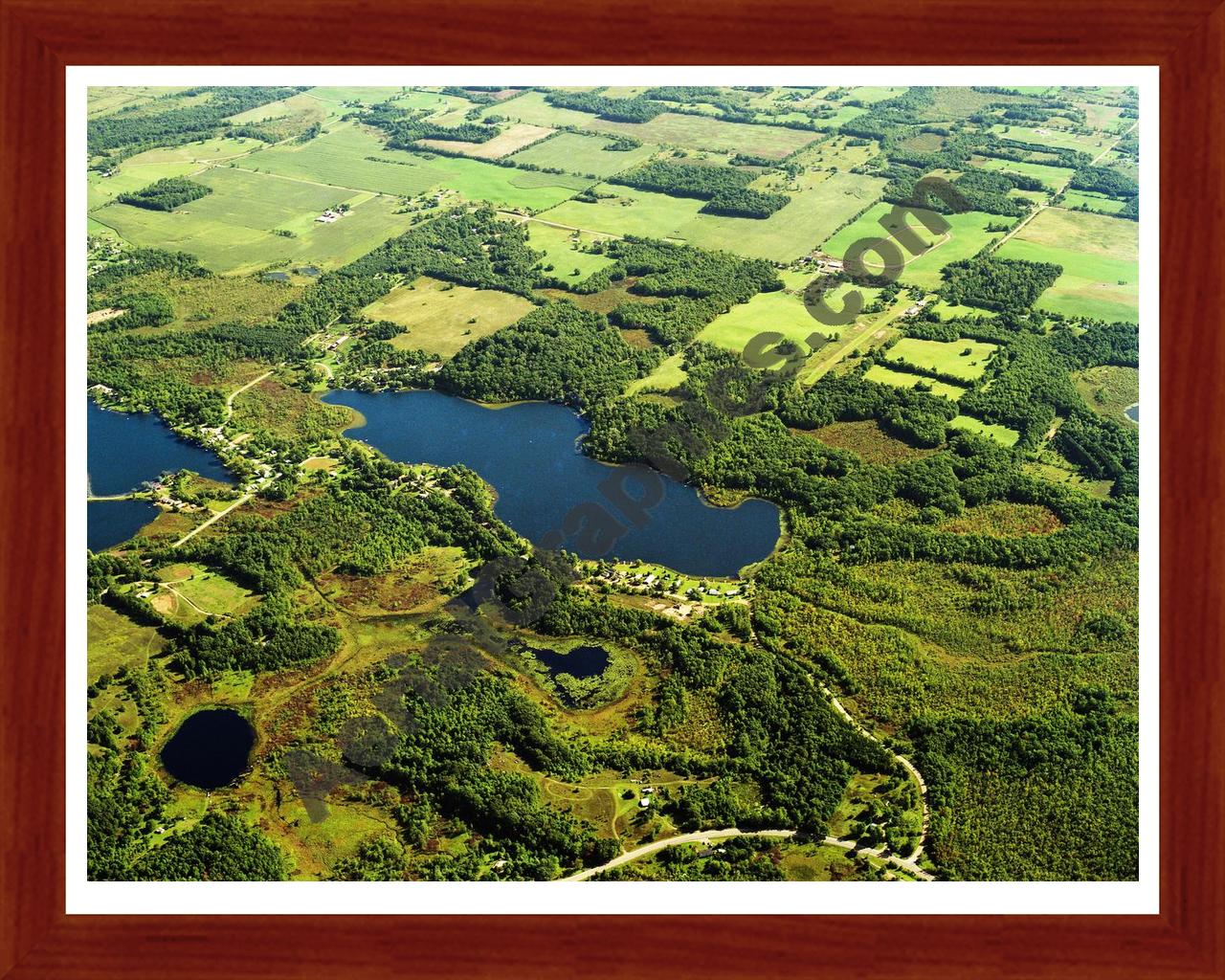 Aerial image of [5845] Long Lake in Barry, MI with Cherry Wood frame