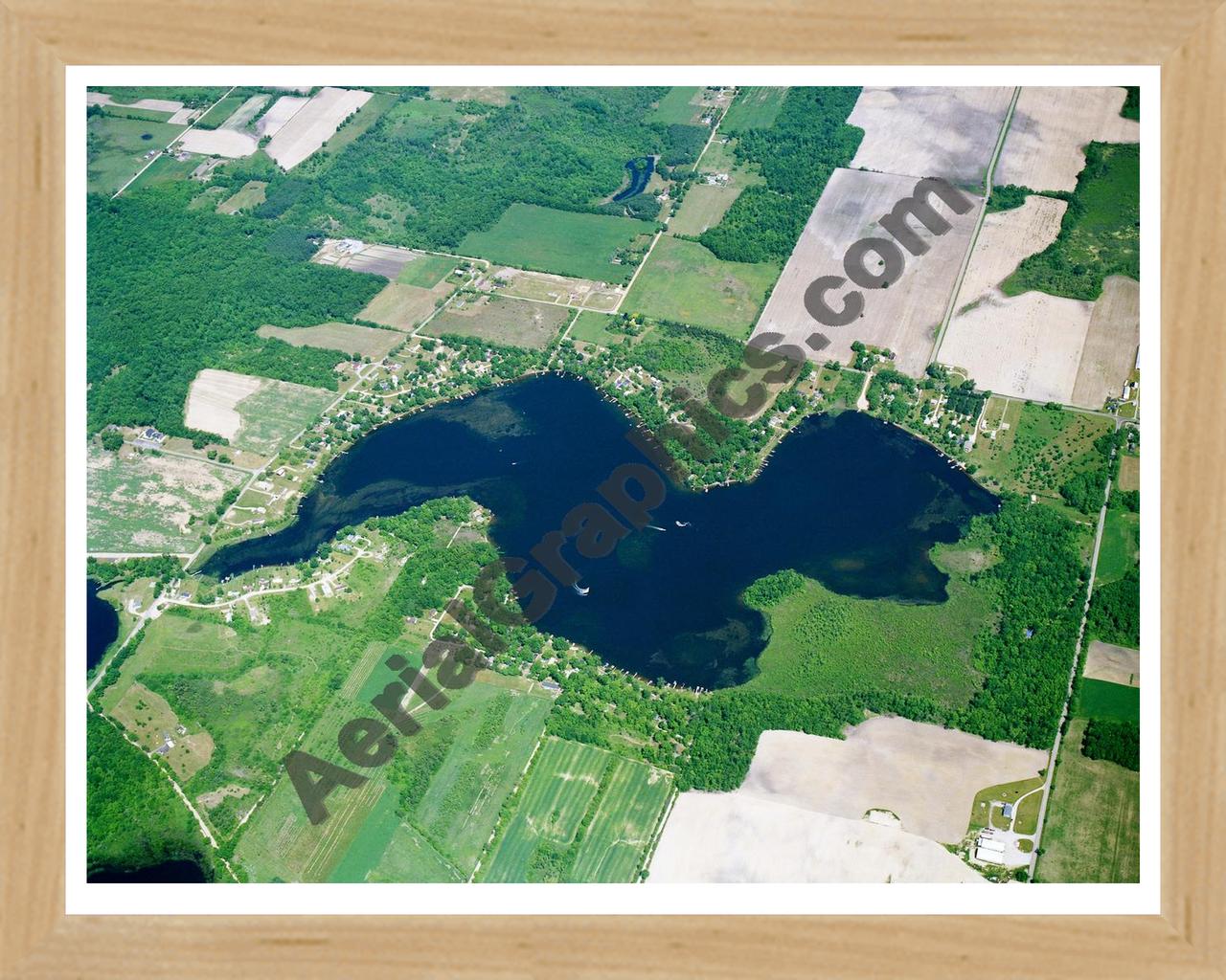 Aerial image of [5846] Long Lake in Steuben, IN with Natural Wood frame