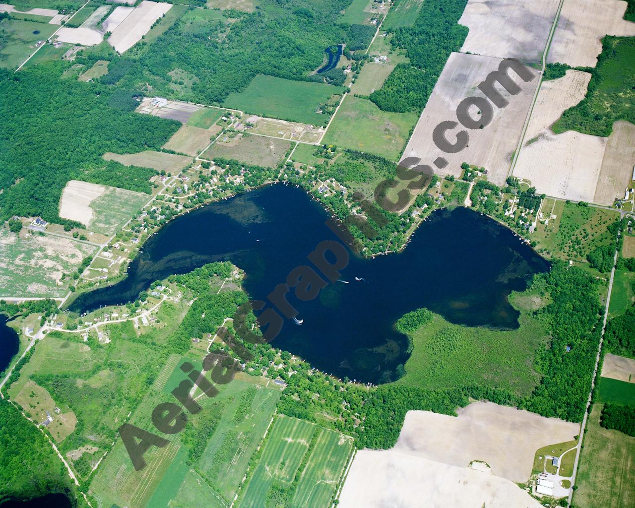 Aerial image of [5846] Long Lake in Steuben, IN with Canvas Wrap frame