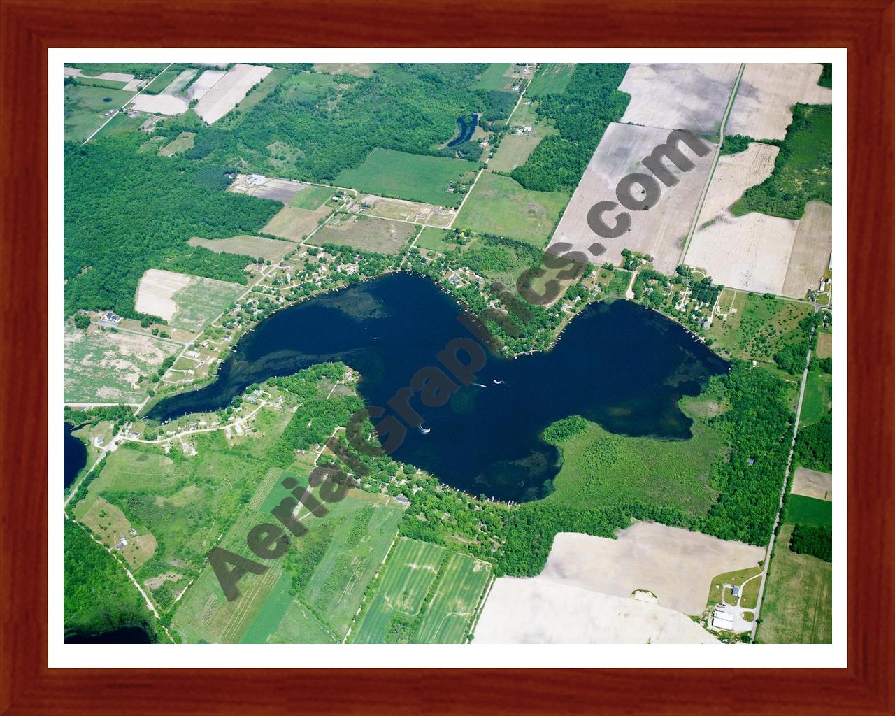 Aerial image of [5846] Long Lake in Steuben, IN with Cherry Wood frame