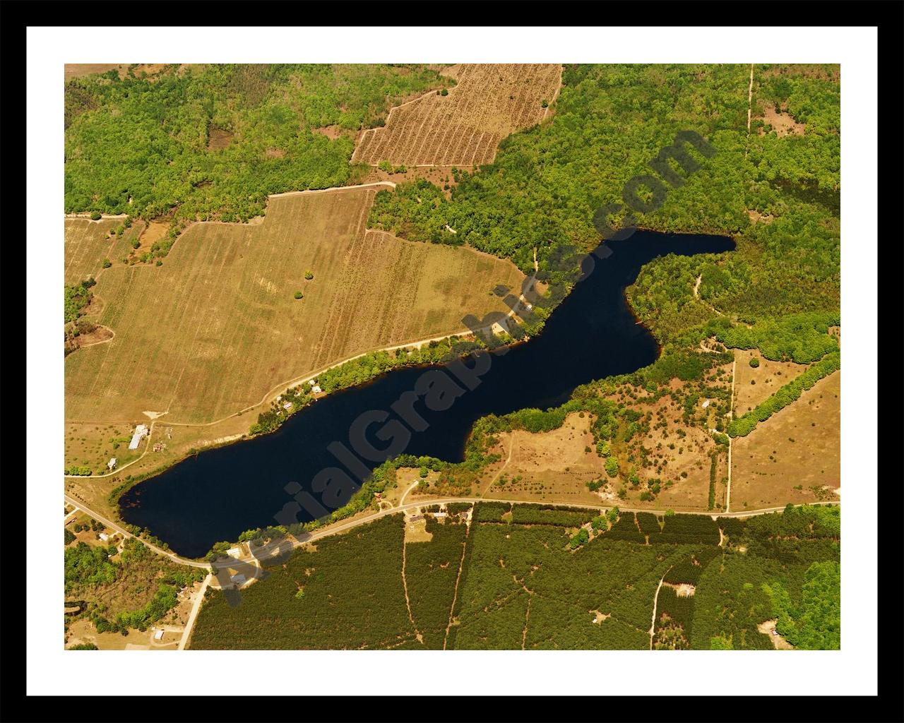 Aerial image of [5847] Long Lake in Kalkaska, MI with Black Metal frame