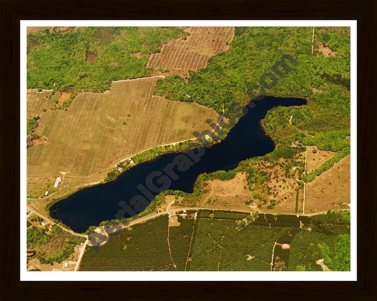 Aerial image of [5847] Long Lake in Kalkaska, MI with Black Wood frame