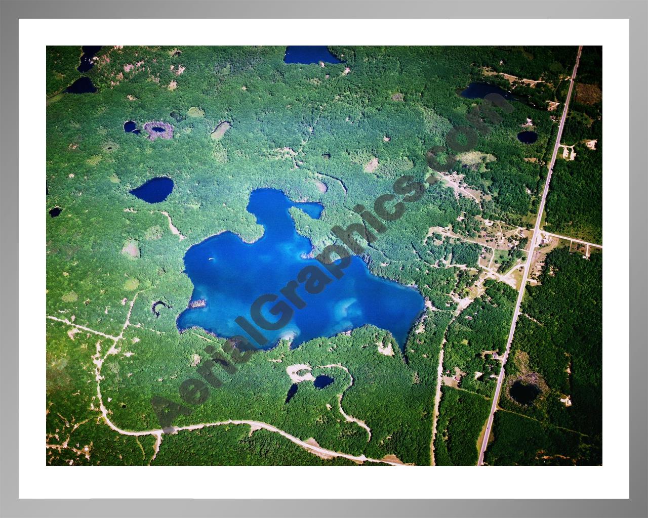 Aerial image of [5848] Loon Lake in Oscoda, MI with Silver Metal frame