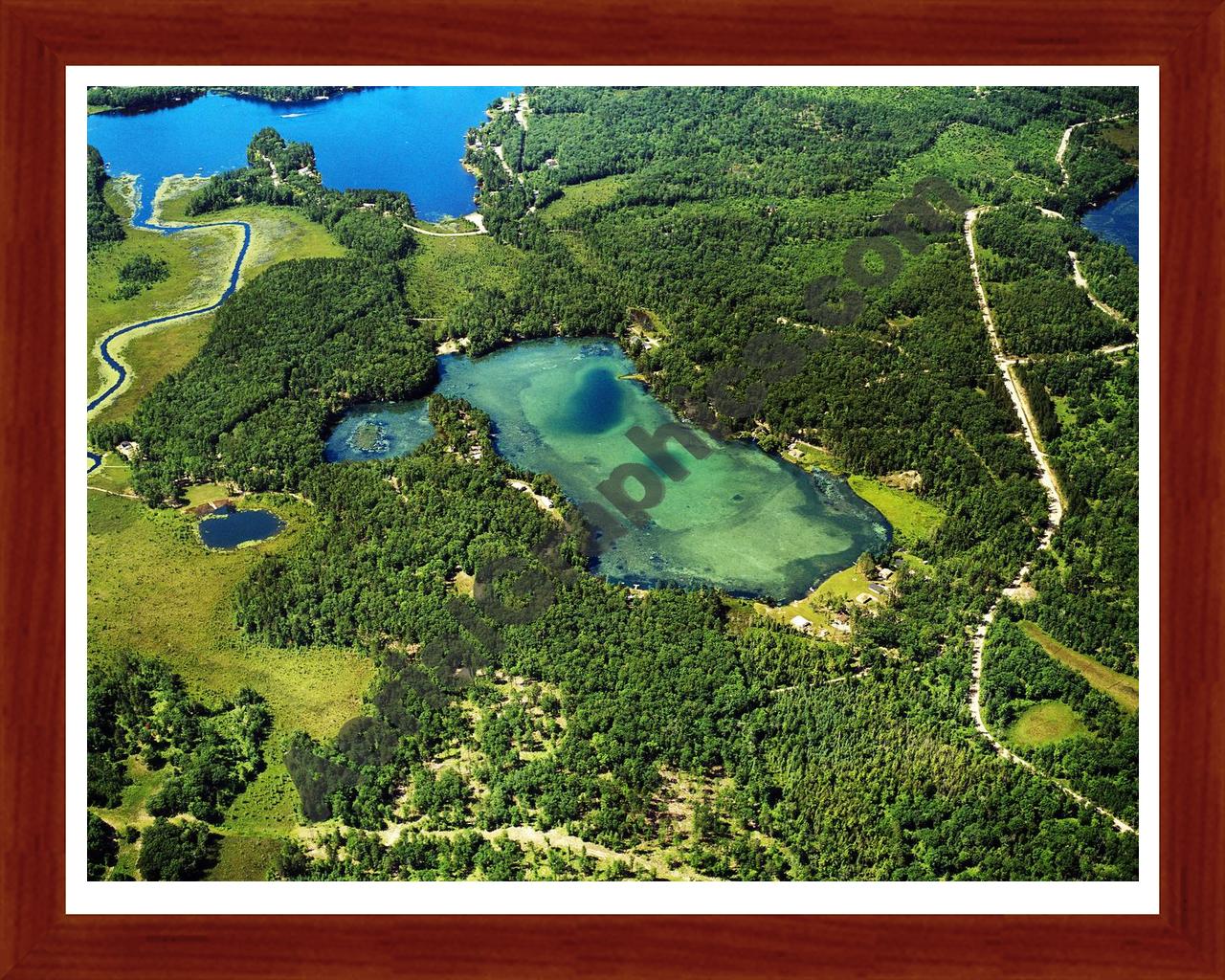 Aerial image of [5849] Lake Louise  in Presque Isle, MI with Cherry Wood frame