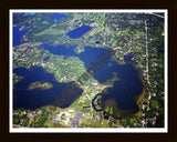 Aerial image of [5851] Lower Long Lake in Oakland, MI with Black Wood frame