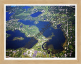 Aerial image of [5851] Lower Long Lake in Oakland, MI with Natural Wood frame