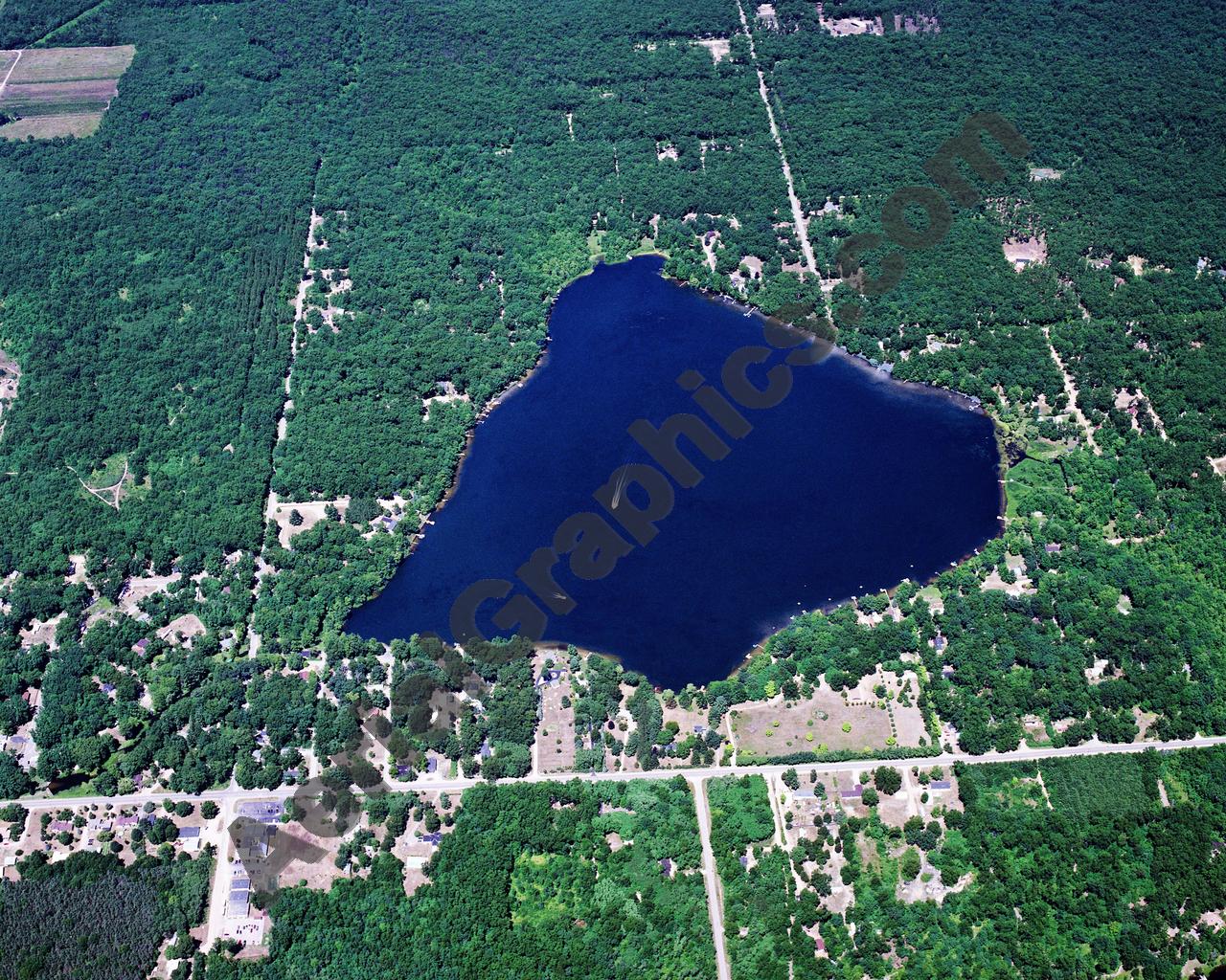 Aerial image of [5852] Lower Scott Lake in Allegan, MI with No frame