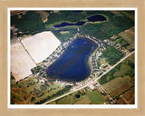 Aerial image of [5854] Lyon Lake in Calhoun, MI with Natural Wood frame